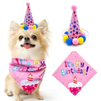pet cats dogs birthday triangle bandage party saliva towel hat set for pet store hospital holiday gift promotion supplies