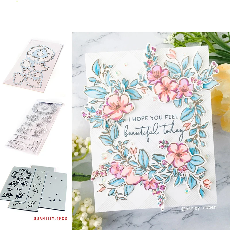 

Indigo Vines Flower Metal Cutting Dies And Stamps And Stencil Scrapbooking Background DIY Decoration Craft Embossing 2022 New