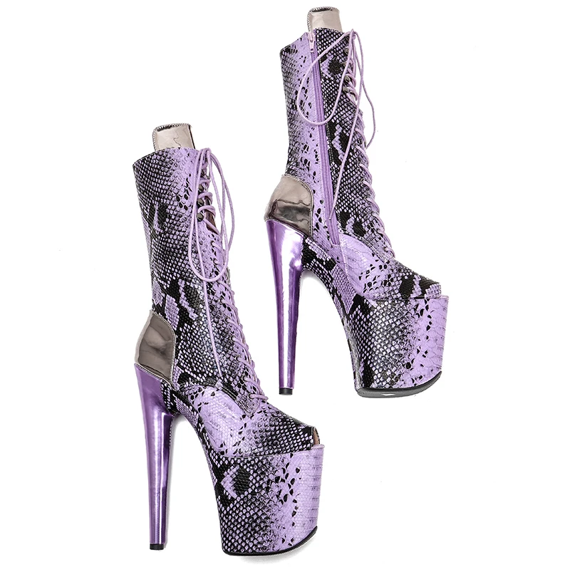 Leecabe 20CM/8Inch Snake  upper  lady fashion  boots   for  party  Platform  High Heels Pole Dance boot
