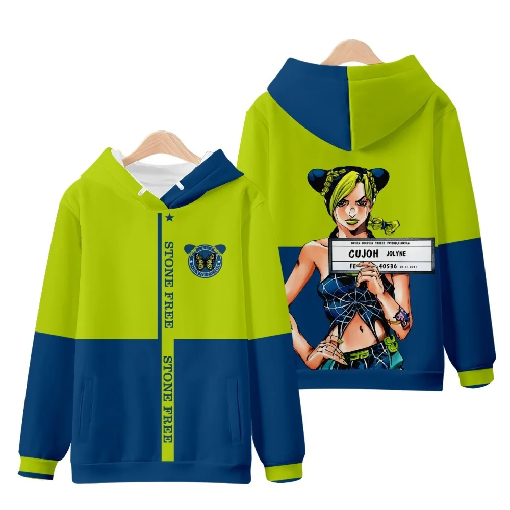 

JoJo‘s Bizarre Adventure Jolyne Cujoh Funny Hoodie Hip Hop Graphic Sweatshirts Poleron Hombre Streetwear Harajuku Tracksuit
