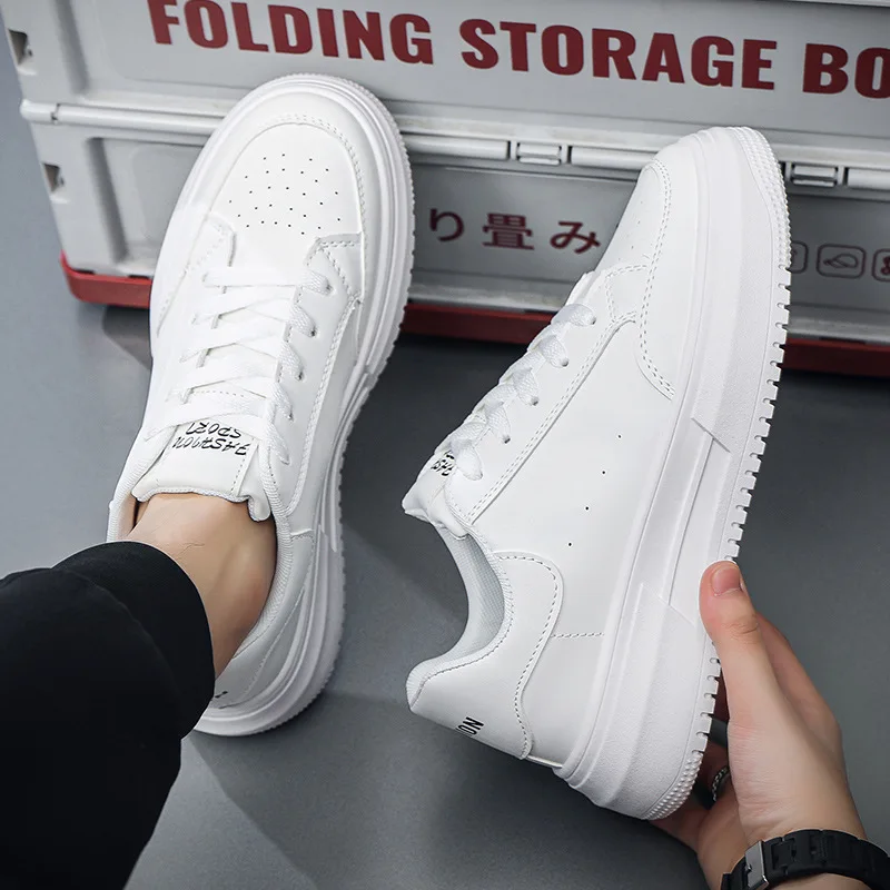 Мужская Повседневная Обувь 2024 Весенний Тренд Универсальные Кожаные Кроссовки На