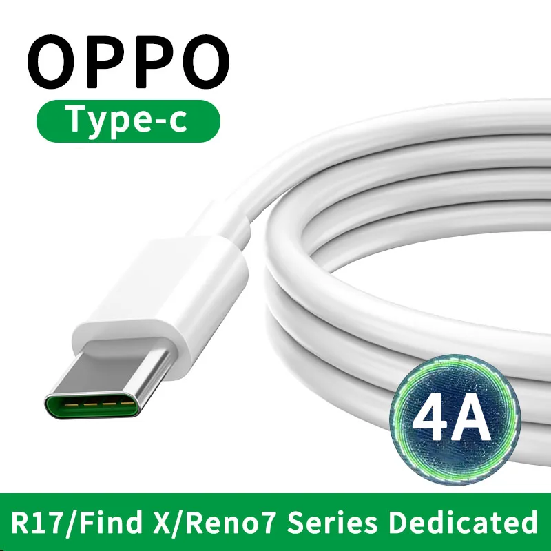 

USB Type C Cable 4A Fast Charging Cord For OPPO Reno7 R17 Find X For Huawei P50 P30 P40 Pro Xiaomi 6 USB-C Charger Phone Wire