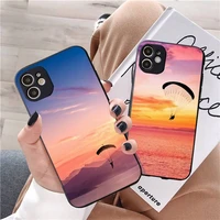 paraglider extreme sports sunset landscape phone case for iphone 12 11 13 7 8 6 s plus x xs xr pro max mini shell