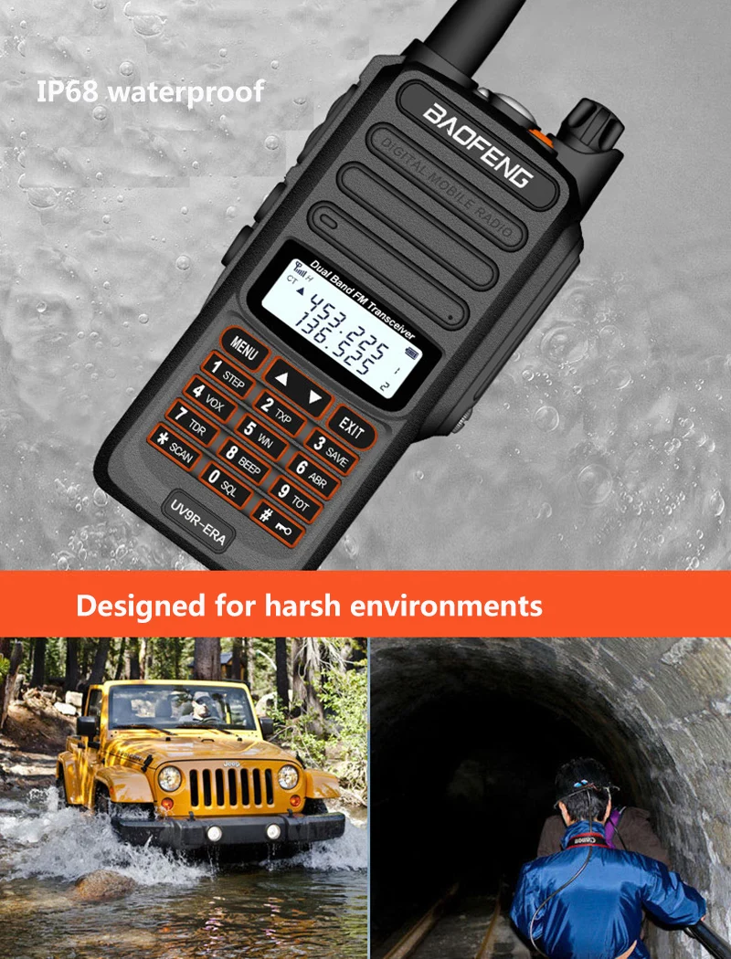 NEW 2021 baofeng uv-9r ERA plus IP68 waterproof walkie talkie long range 30km car cb ham radio hf transceiver UHF radio station