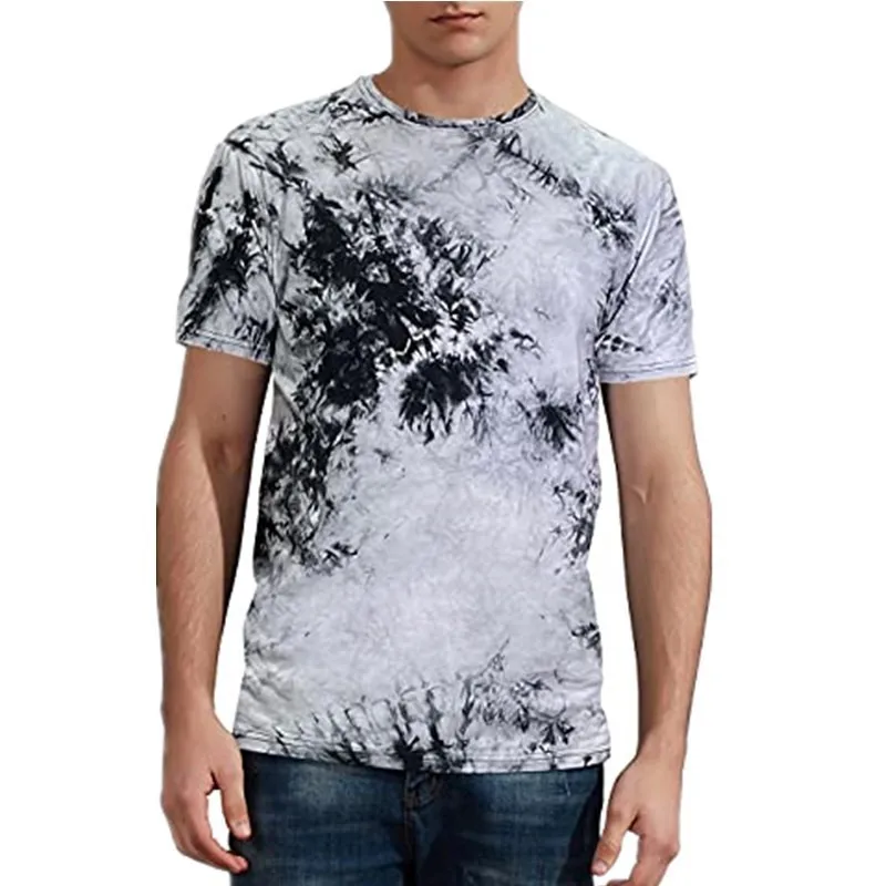 

6XL Plus Size Men's Clothing Fashion T-Shirts Short Sleeve Round-Neck Casual Tops Tie-dye 3D Print Street Style Male Tees