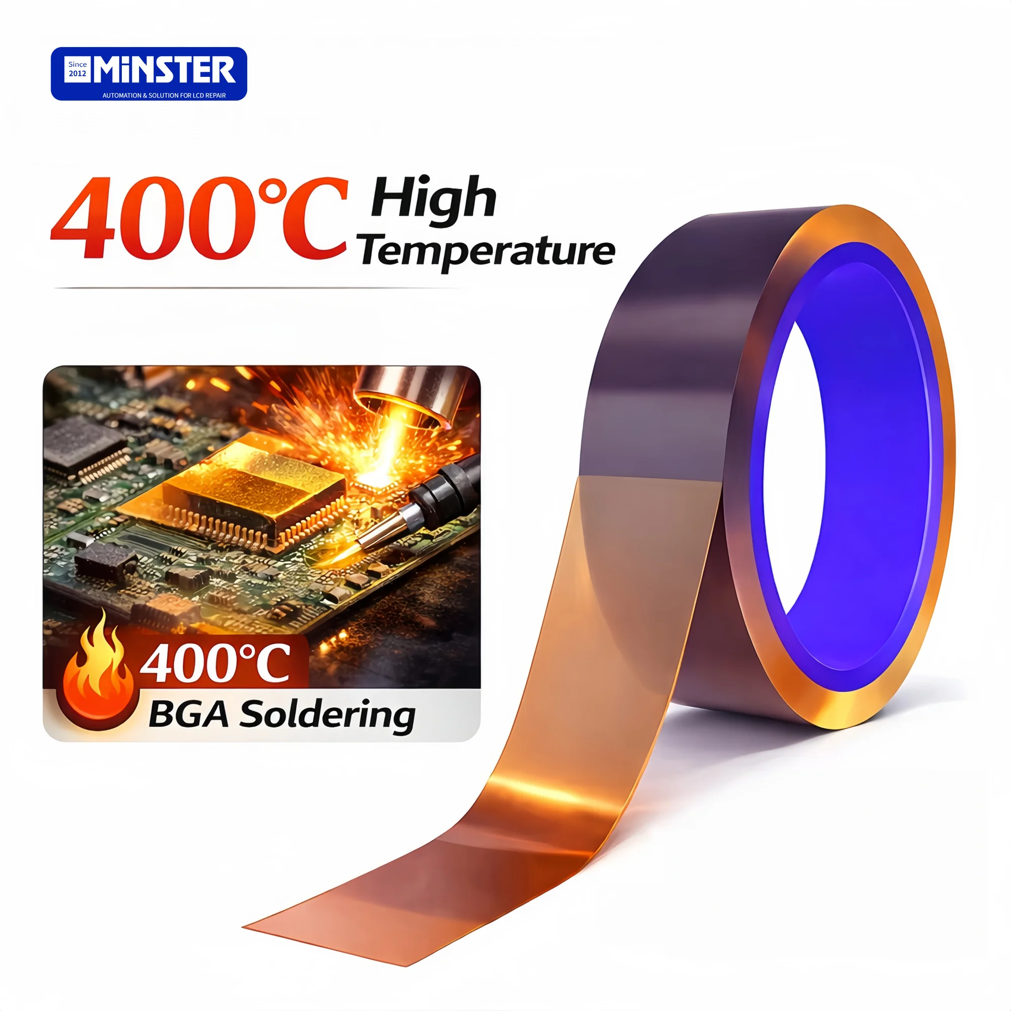 

Термостойкая изоляционная лента KAPTON 400°C для пайки BGA 5/10/12/15/20/25/30/35 мм