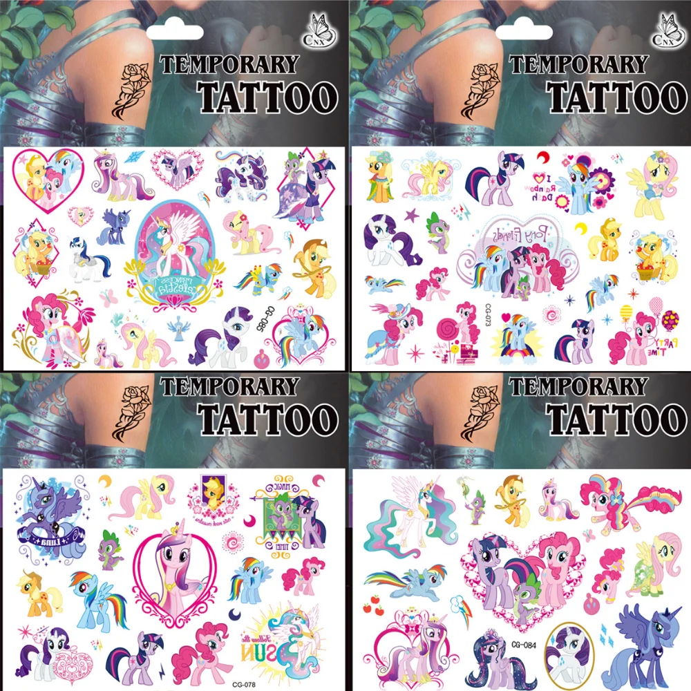 

Cartoon Anime Kawaii Rainbow Horse Unicorn Tattoo Stickers Children's Temporary Tattoos Body Art Cosplay Party Toys Kids Gifts