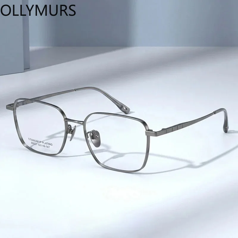 Фото Очки OLLYMURS для коррекции близорукости, фотохромные, с защитой от синего света, в квадратной оправе, для чтения, мужские, ультралегкие, титановые №3
