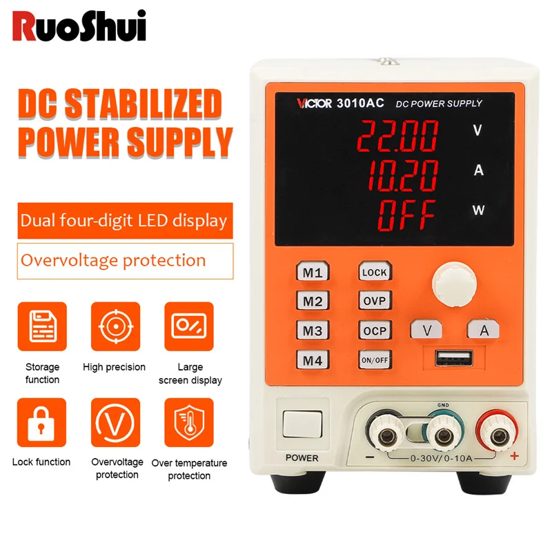 

FOR 3010AC Top Type Program-controlled Intelligent Switching Regulator 30V10A Adjustable with USB DC Power Supply