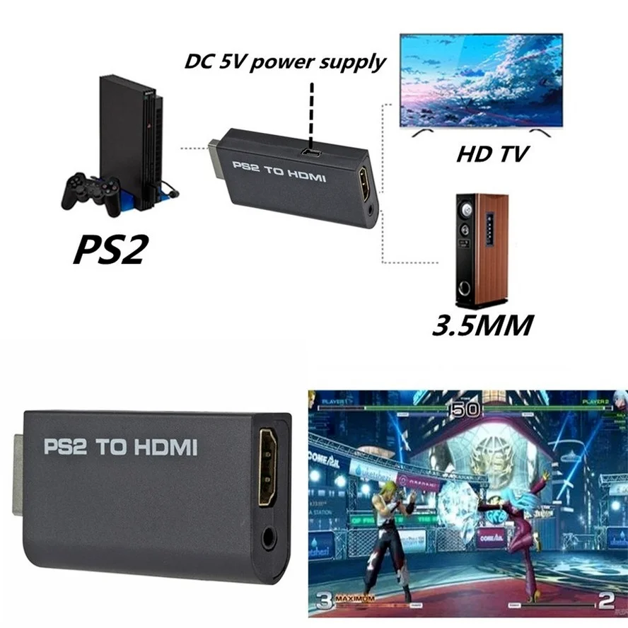 Конвертер PS2 в HDMI-совместимый преобразователь видео Full HD 1080P адаптер интерфейса
