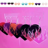unique flame peach heart acrylic vintage goth earrings harajuku