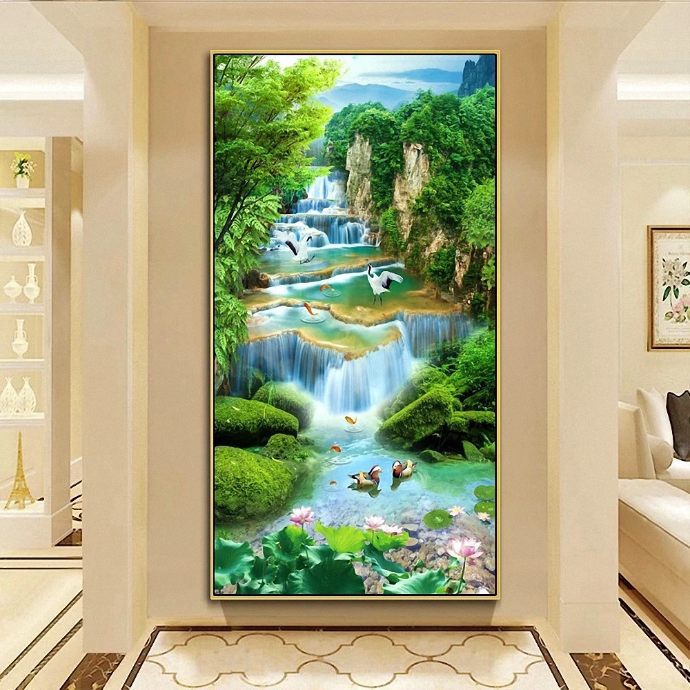 

Waterfall Wall Posters and Prints Abstract Canvas Painting Wall Hanging Pictures Living Room Bedroom Office Wall Decor 2 PCS