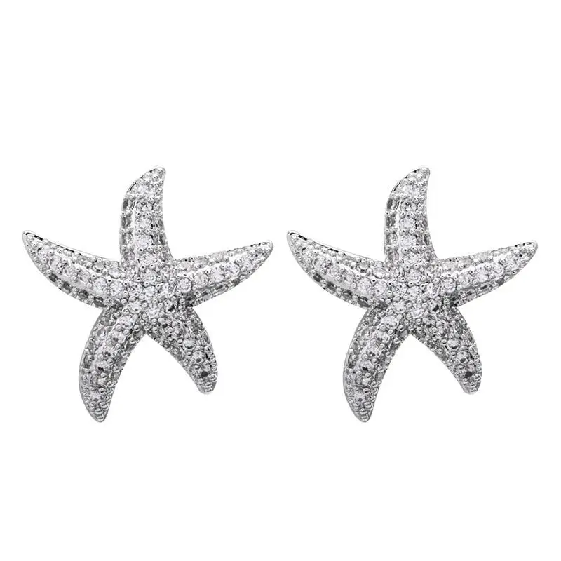 

High Quality Micro Zirconium-Inlaid Starfish Earrings Are Fashionable Glamour Jewelry Earrings For Women/Girls