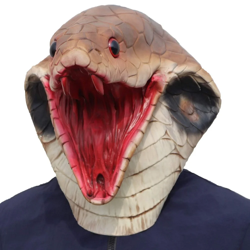 Halloween Snake Mask Funny Realistic Face Fursuit Head Costume Cosplay Party Latex Animal Fake for Adults(snake) | Тематическая
