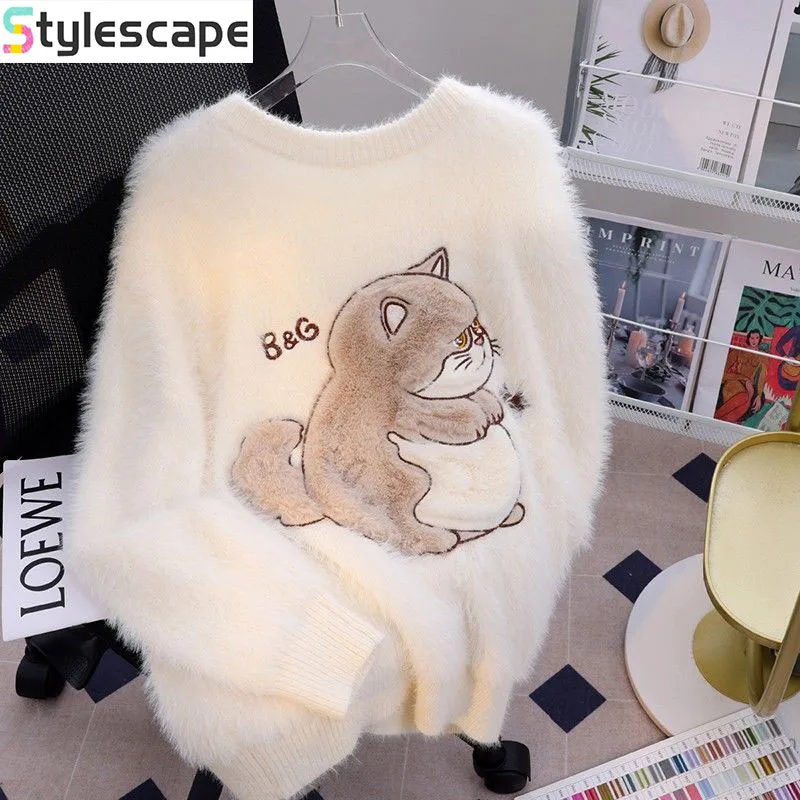 Мягкий и липкий наряд для пары свитер из мохера женский осенне-зимний новый