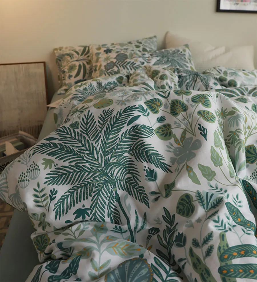 

Rustic pastoral green bedding set,unusual design cotton twin full queen king home textile flat sheet pillow case duvet cover