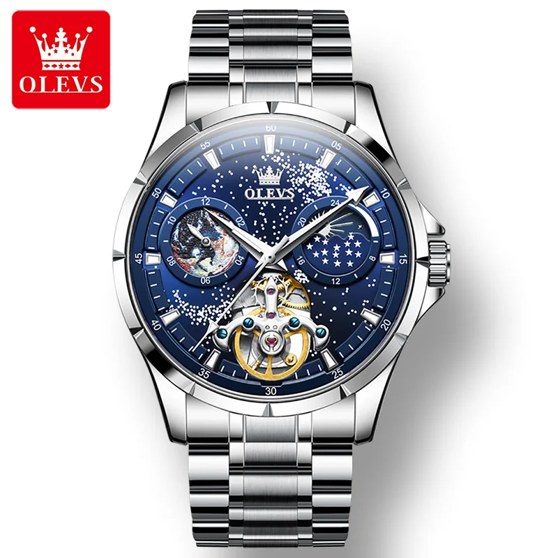 

OLEVS 6671 Stainless Steel Strap Automatic Mechanical Watch For Men Full-automatic Fashion Waterproof Men Wristwatches Luminous