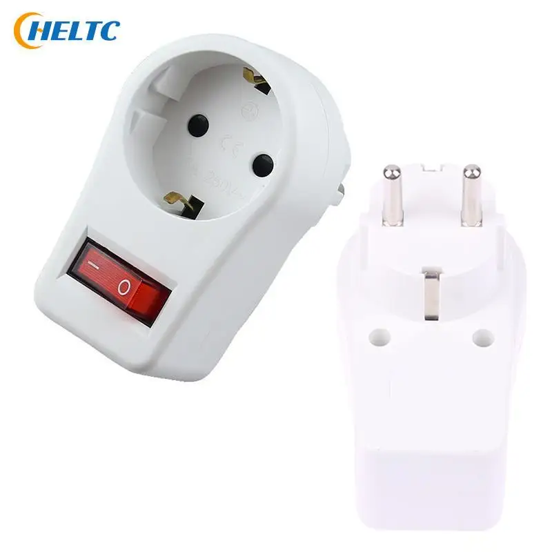 

1Pc EU Extend Socket With ON/OFF Switch 16A 250V 4.8mm 2 Pin European Standard Expansion Socket Power Extension Plug Converter