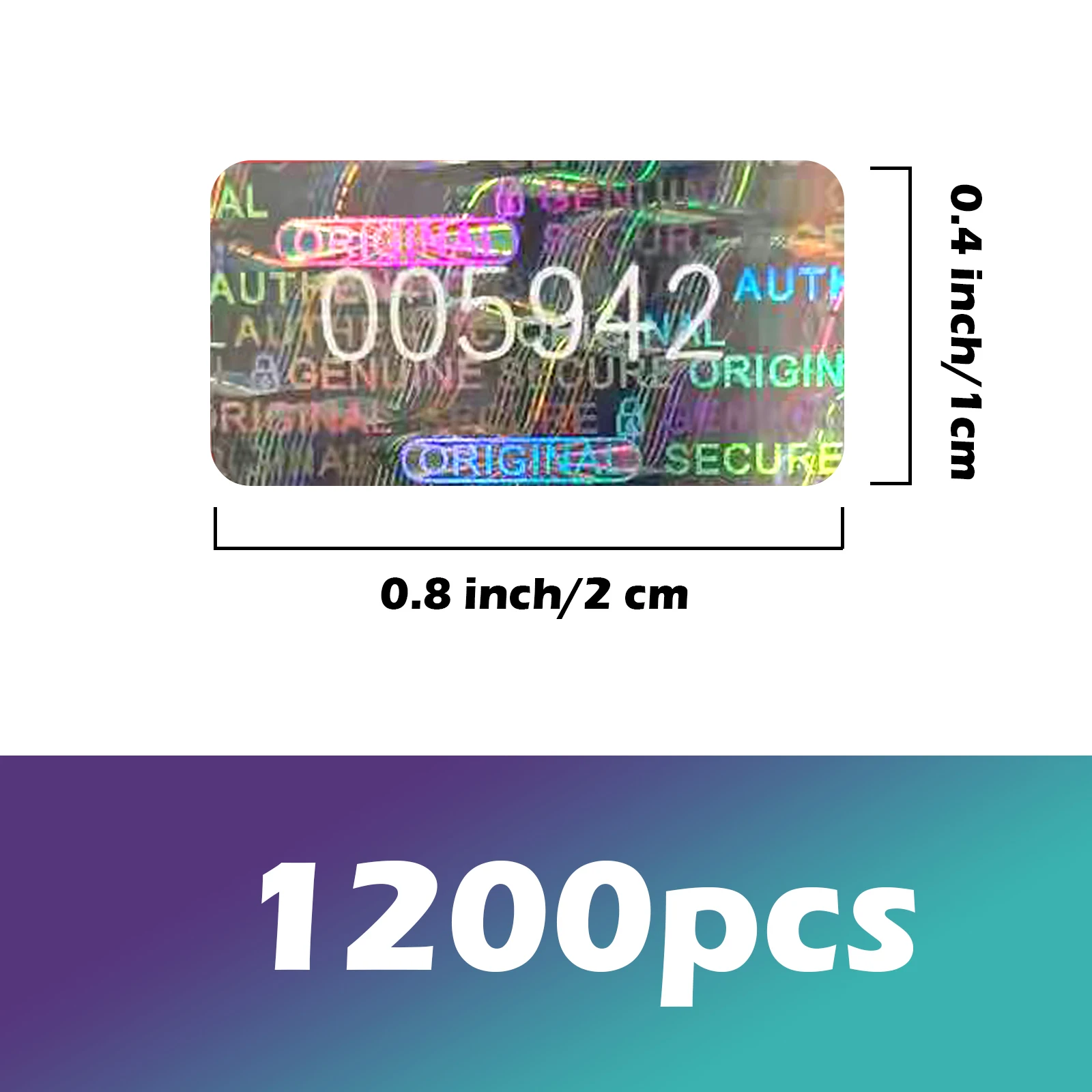 

Голографические наклейки 2x1 см, серебристые, 300/600/1200 шт