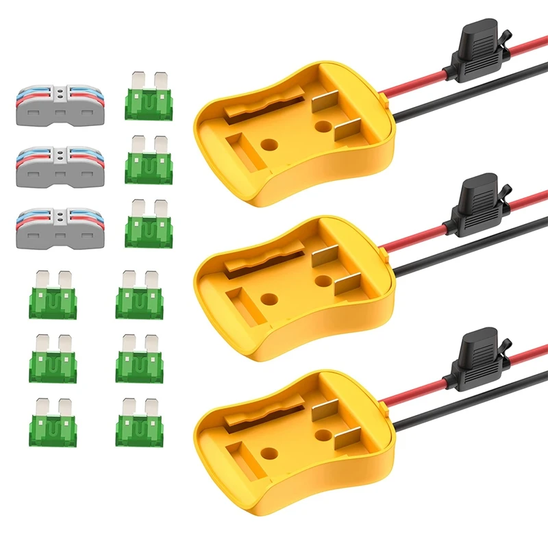 

Power Wheels Battery Adapter For Dewalt 20V Battery Adapter Converter Kit 12 AWG Wire With Fuses And Connectors 3 Pack