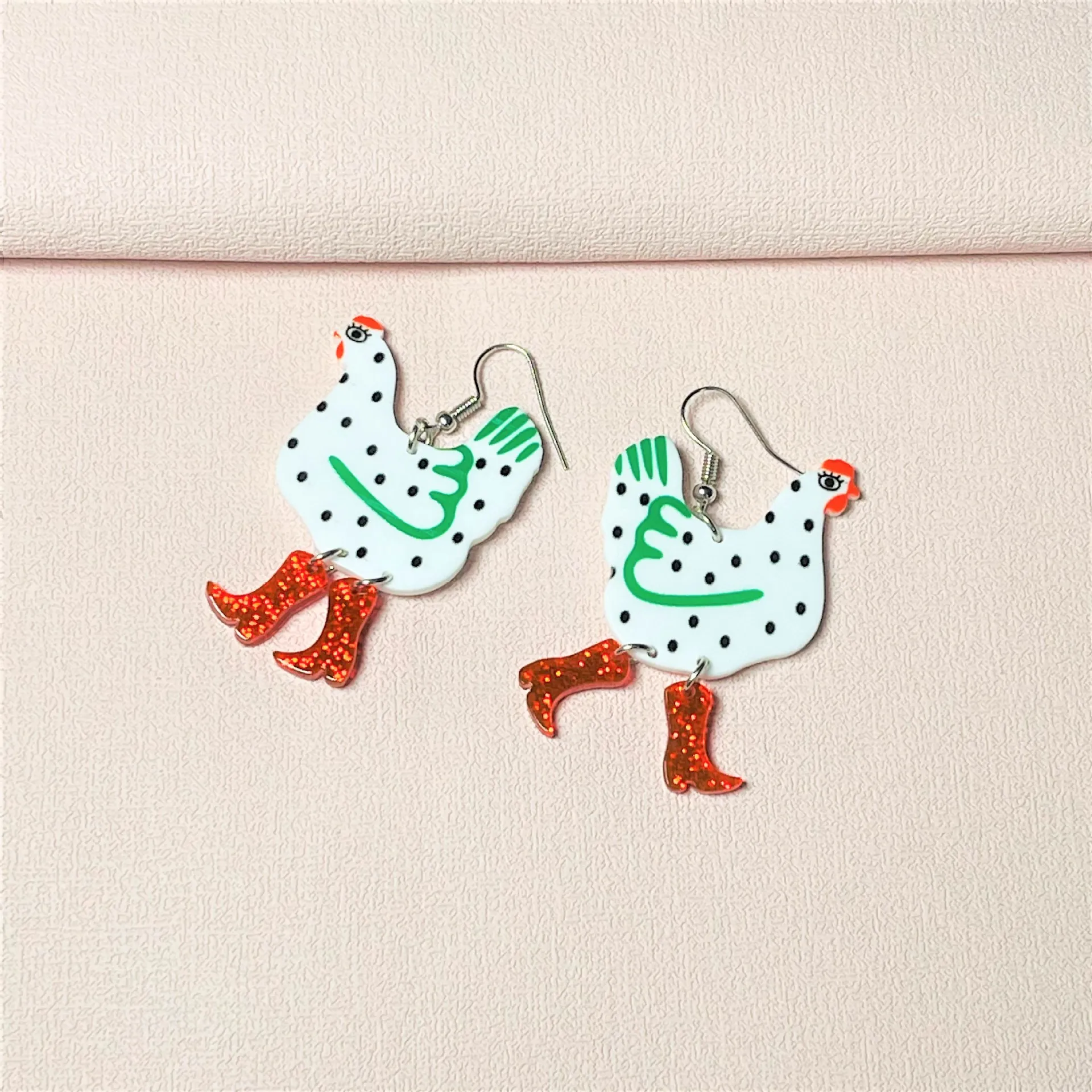 

1 Pair Cute Creative Rooster Splicing Acrylic Earrings