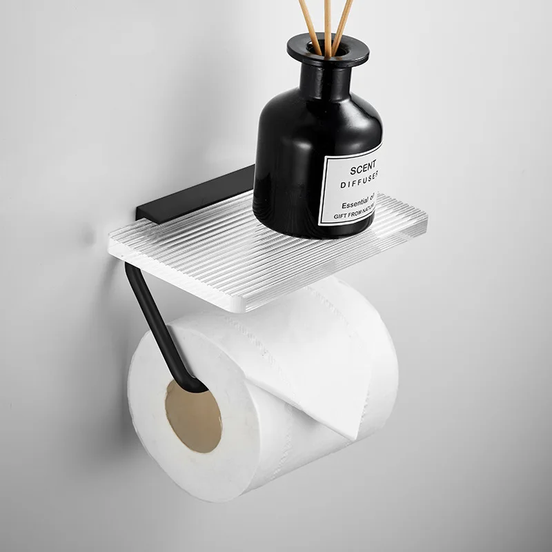 

Acrylic Aluminum Alloy Tissue Holder Simple Punch-Free Hardware Bathroom Fixtures Toilet Rack