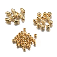 10pcs plated 18k gold round seed spacer brass beads for bracelet neaklace making loose ball beads diy jewelry craft accessories