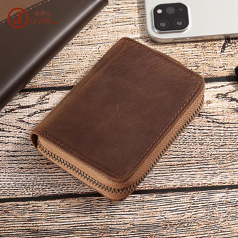 Genuine leather retro zero wallet, RFID anti magnetic card bag, large capacity card holder, organ bag, card holder, multiple car