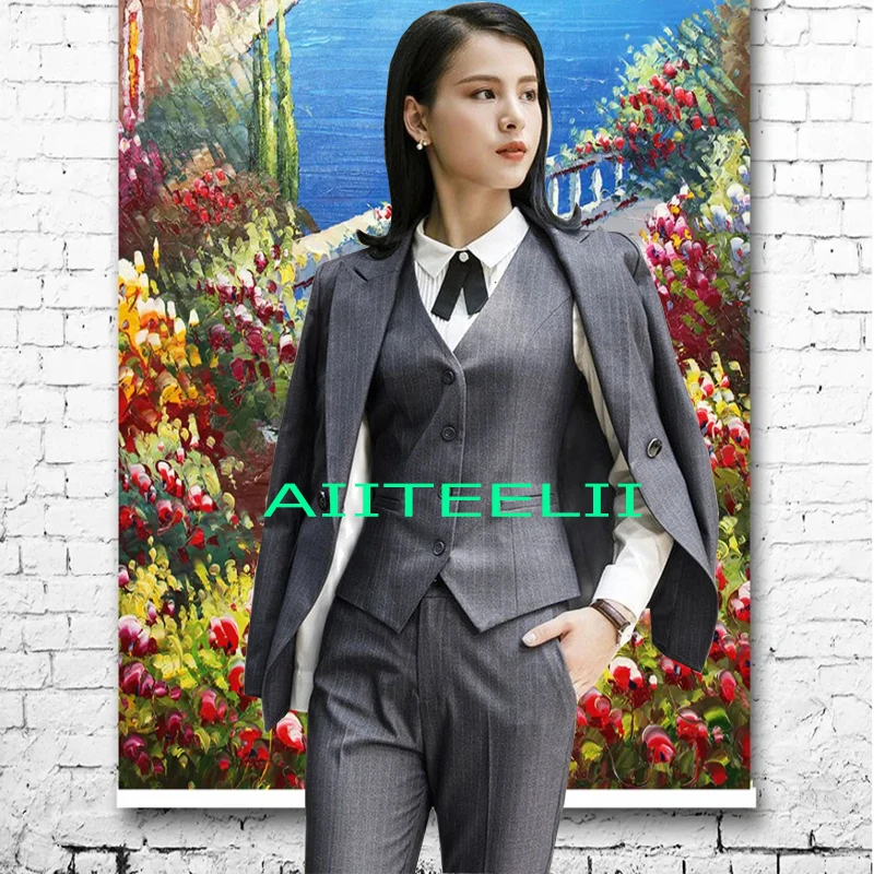 Women's Suit Formal Stripes 3 Piece Business Office Work Wear Commuter Blazer + Trousers + Vest костюм женский