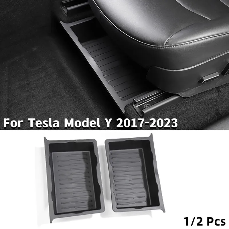 

1/2 шт., черный автомобильный ящик для хранения под сиденьем, ящик для автомобиля из тпэ, ящик для хранения для Tesla модели Y 2017-2023