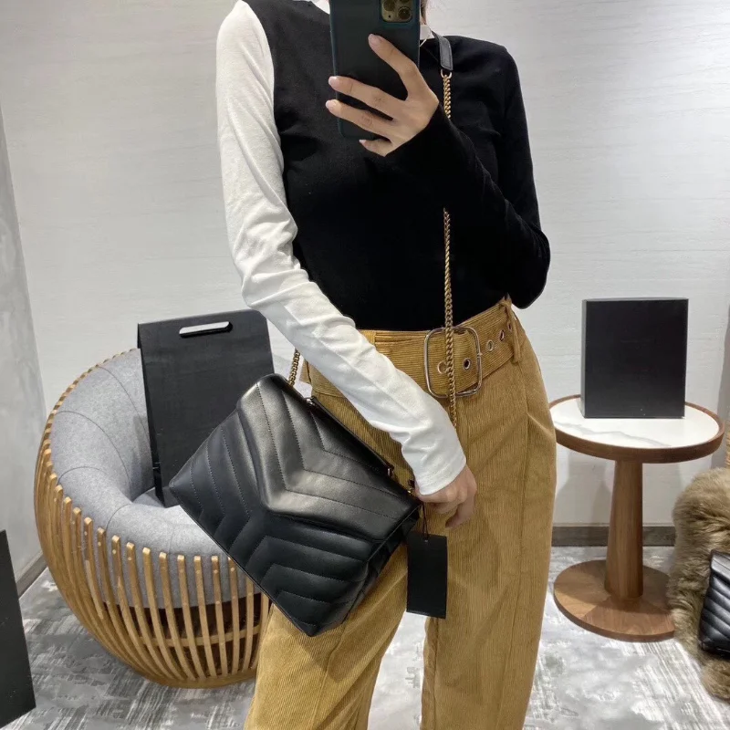 

Luxury Designer LOULOU Womens Shoulder Bag Top Quality Soft Cowhide Leather Crossbody Bags Double Shoulder Strap Flap Chain Bags