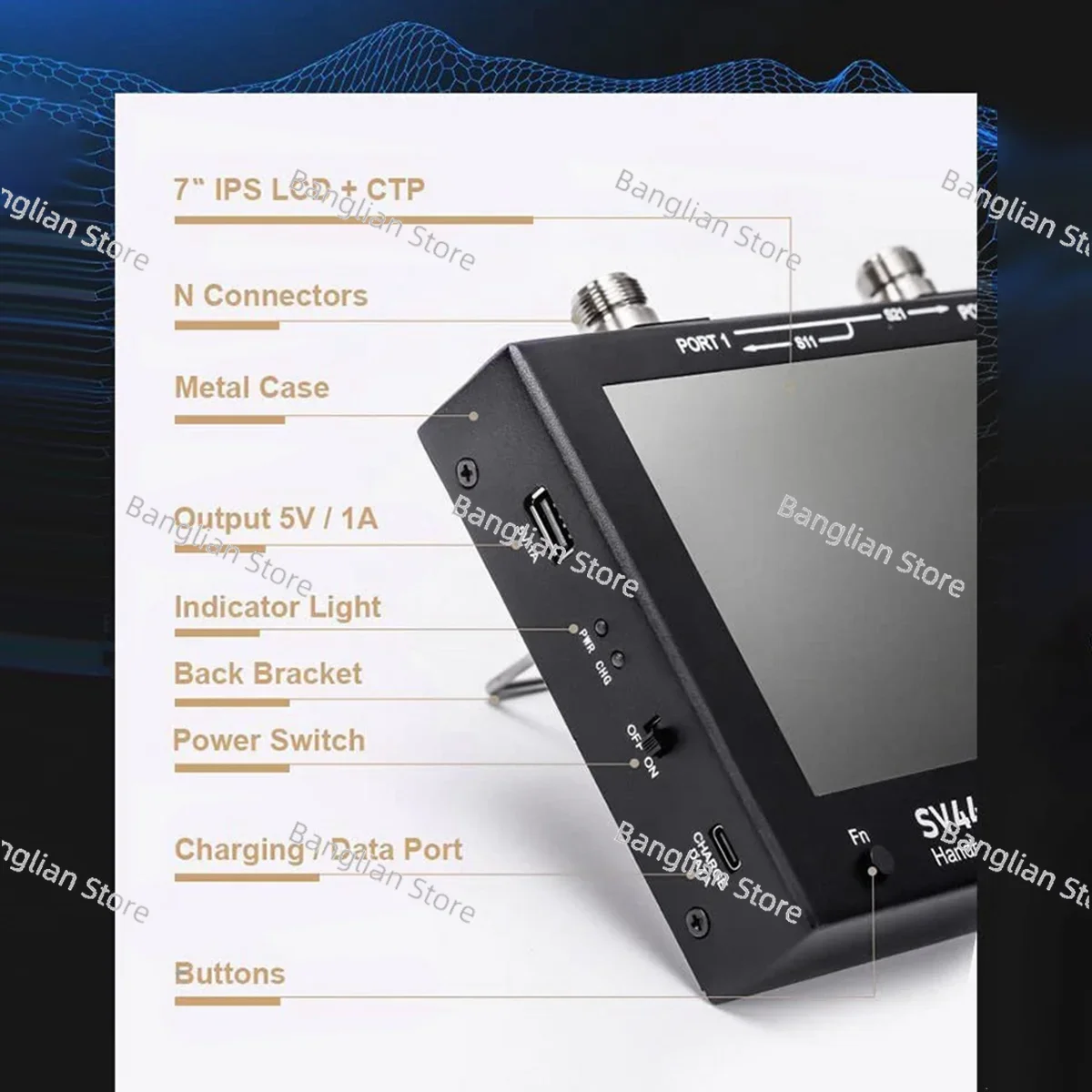 SV4401A Векторный анализатор сети 7-дюймовый сенсорный ЖК-дисплей 50 кГц-4 4 ГГц HF VHF UHF
