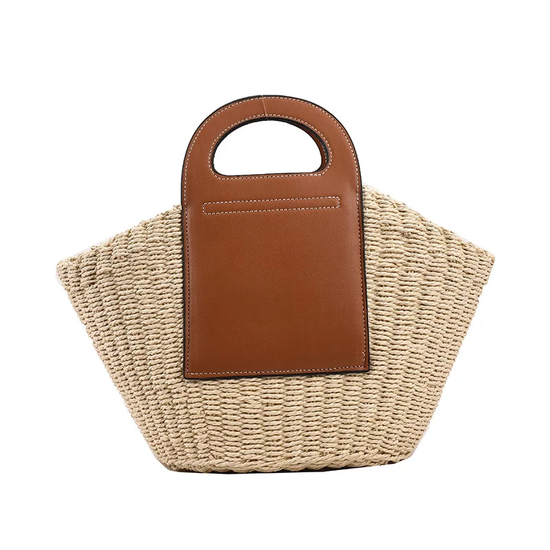 

Pu Women's Bag 2023 Summer New Handbag Korean Version Foreign Style Trend Personality Hand-Carried Straw Bag