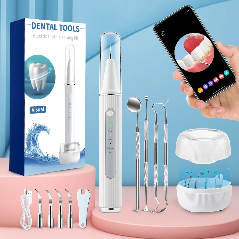 Ultrasonic Tooth Cleaner With Camera Visual Electric Dental Scaler Calculus Remover Irrigator Teeth Whitening Tartar Eliminator