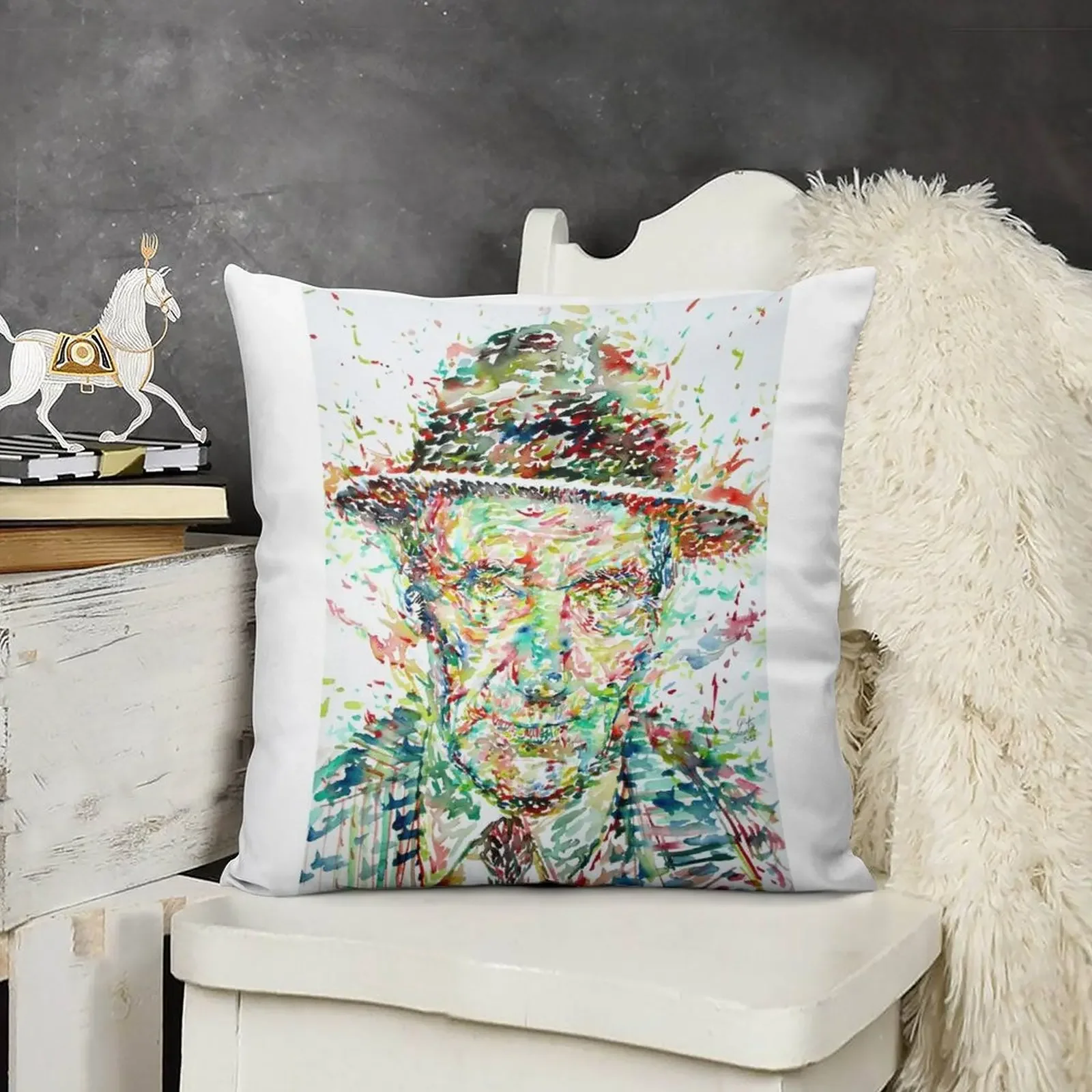 WILLIAM BURROUGHS акварельный портрет .1 декоративная подушка Рождественская наволочка