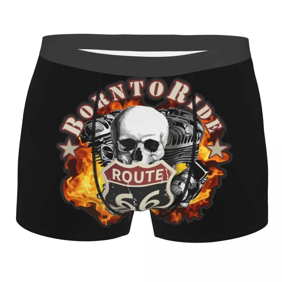 

Male Sexy Born To Ride Skull Underwear Boxer Briefs Men Stretch Shorts Underpants