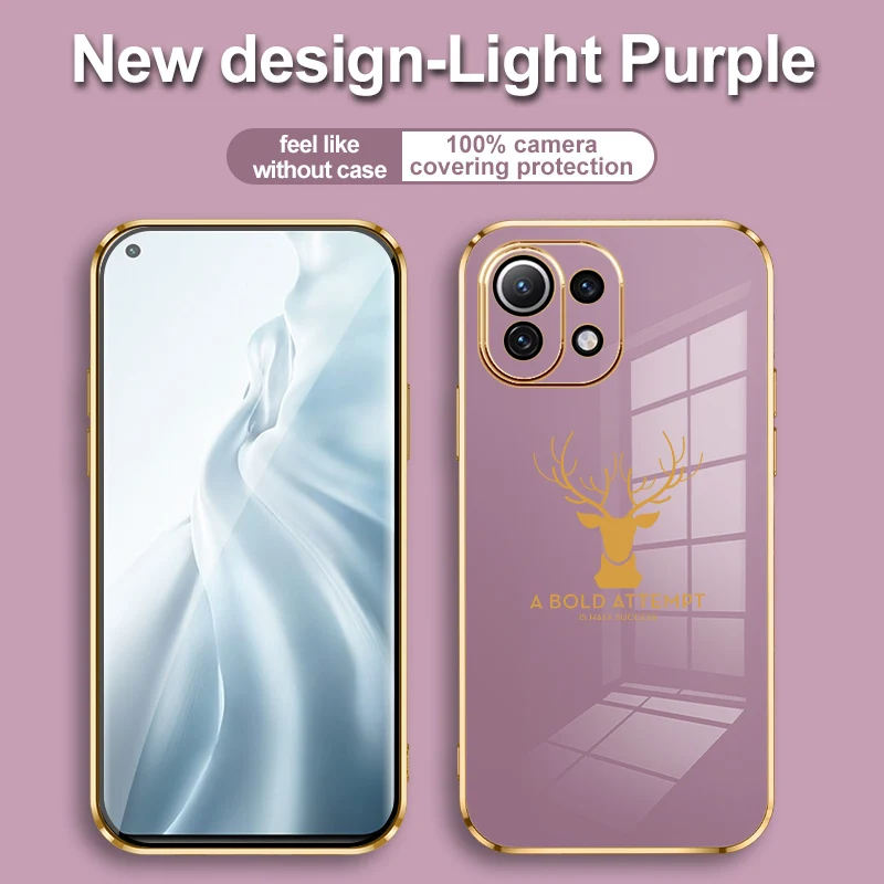 

Fashion And Thin Soft TPU Lens Coverage Protection Electroplating Deer Head Pattern Phone Case For Xiaomi 11 11T 11i Pro Cover