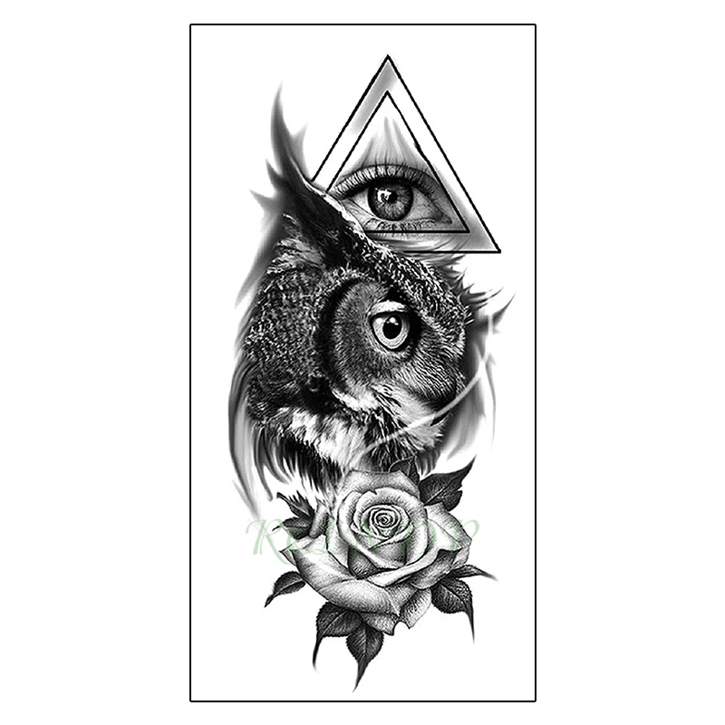 

Водонепроницаемый временная татуировка Стикеры с принтом «большие глаза» сова цветок розы Треугольники штаны с фальш-вставкой, флэш-рука н...