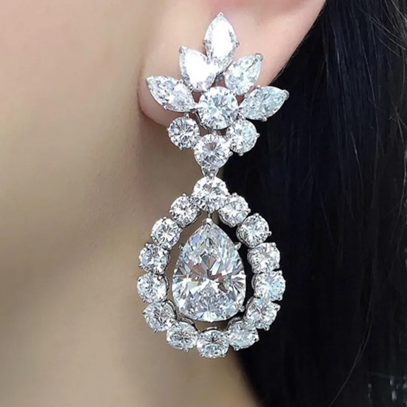 

Ne'w Novel Dangle Earrings for Women Brilliant White Cubic Zirconia Bridal Wedding Earrings Elegant Accessories Party Jewelry