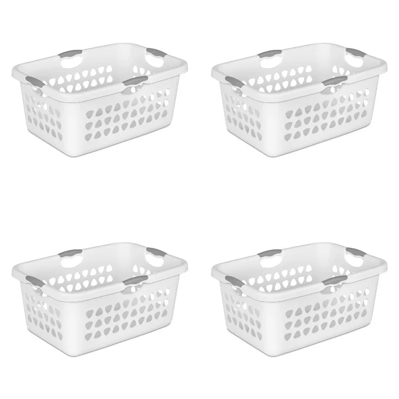 

2 Bushel Ultra Laundry Basket Plastic, White, Set of 4