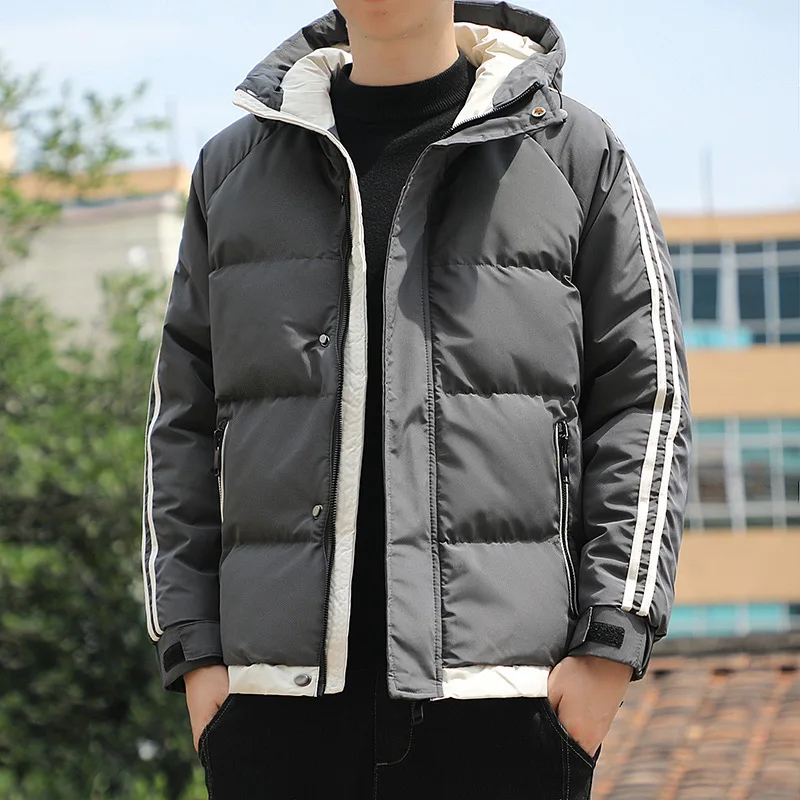2022 New Leisure Fashion Down Cotton Suit Thick Winter Coat Two Bars Cotton Coat South Korea Men's Coat Cotton-padded Jacket Men