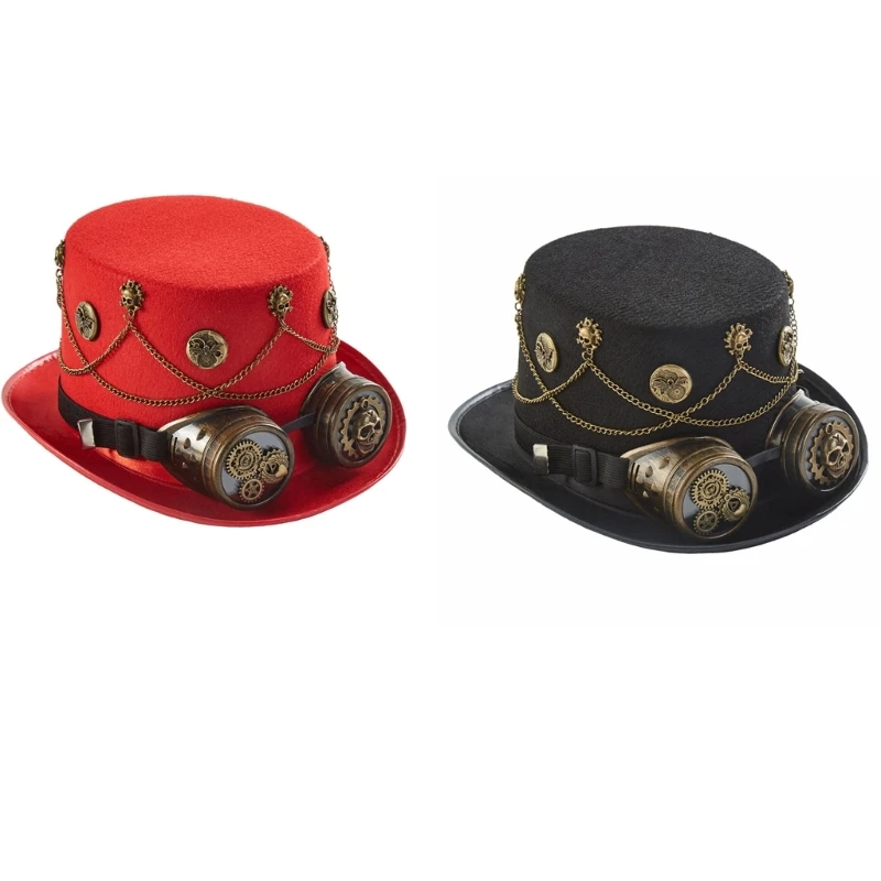 

Steampunk Top Hat With Goggles Steampunk Traveler Hat Halloween Bowler Top
