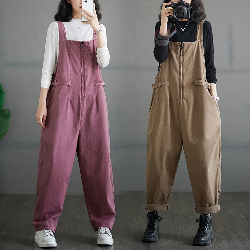 Женские комбинезоны Aricaca с широкими штанинами джинсовые на бретельках