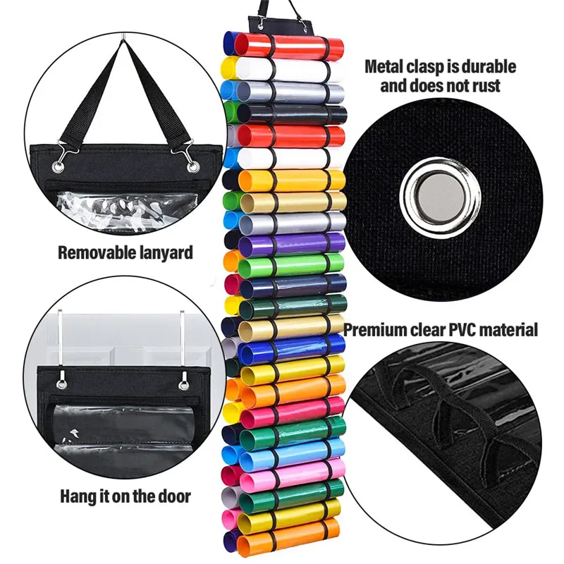 

Storage Holder Hanging Bag Vinyl Roll Storage Rack Vinyl Storage Organizer Hanging Pocket Behind The Door