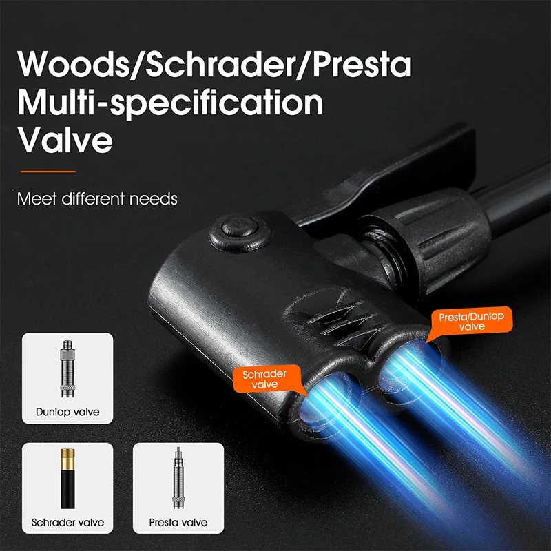 WEST BIKING Bike Ball Pump Inflator Bicycle Floor Pump with Gauge for Presta and Schrader Bicycle Pump Valves-160Psi Max