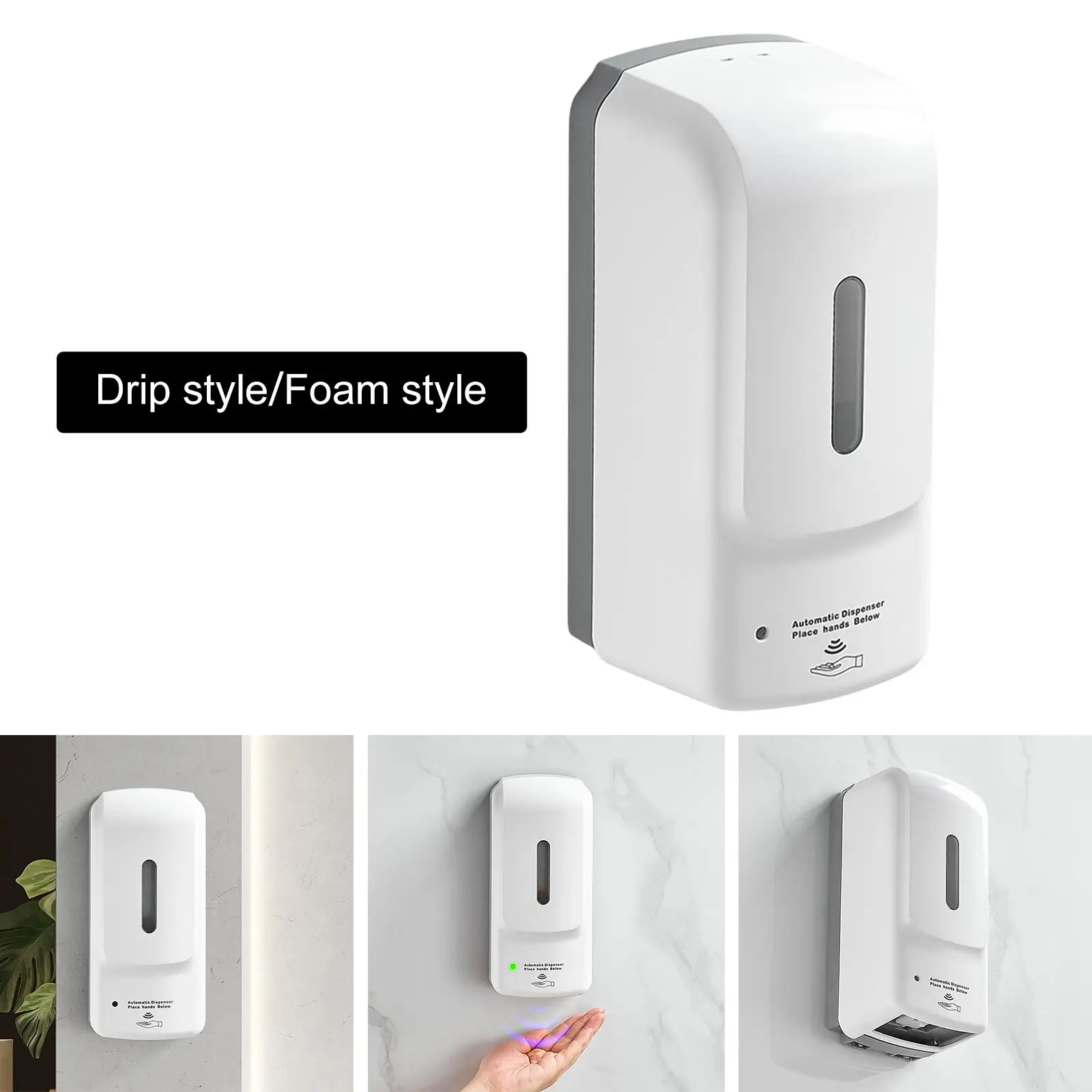 Автоматический дозатор жидкого мыла 1000 мл на батарейках настенный монтаж