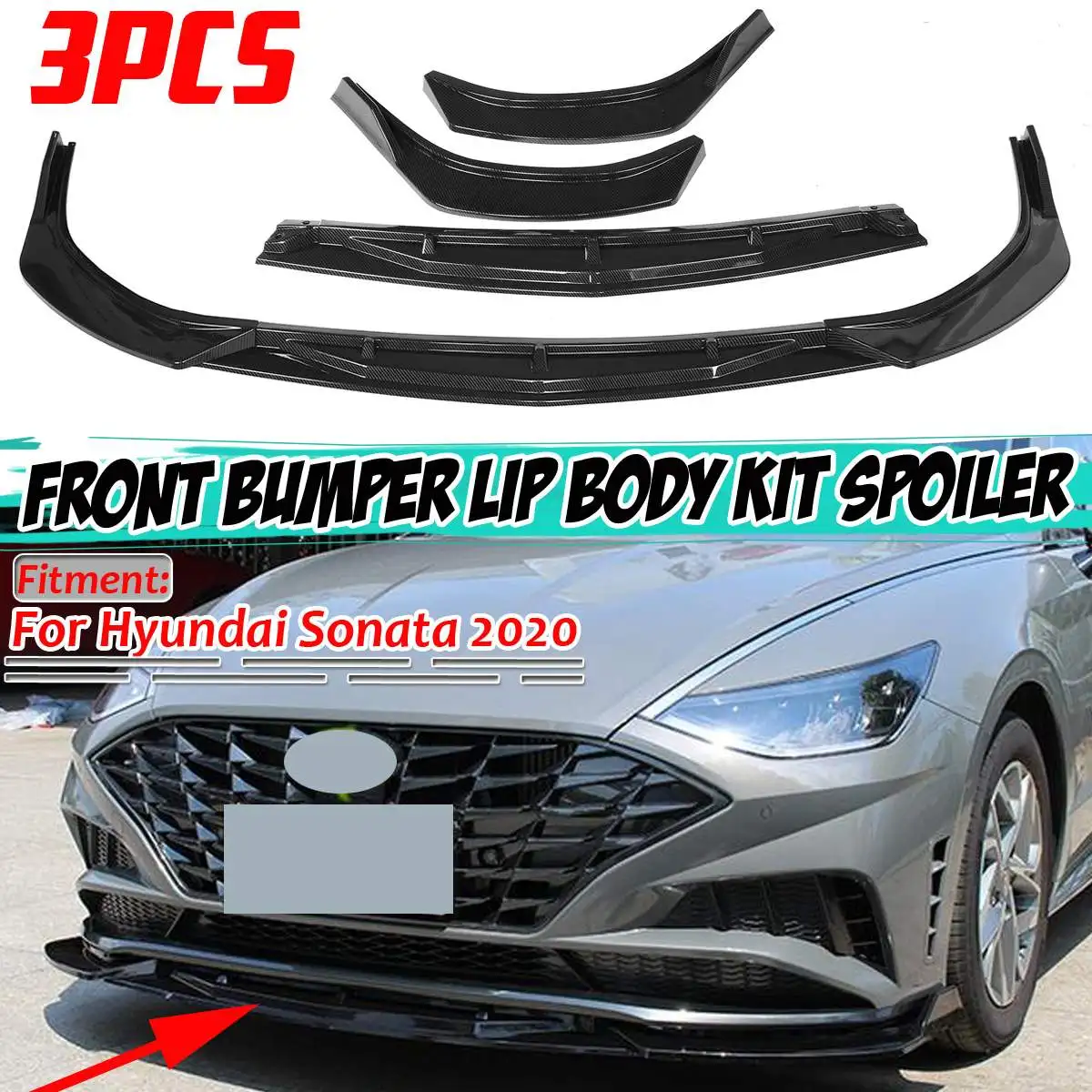 

Сплиттер для переднего бампера автомобиля 3x, диффузор для губ, дефлектор для кузова, спойлер для Hyundai, для Sonatas 2020, дефлектор для бампера, губы