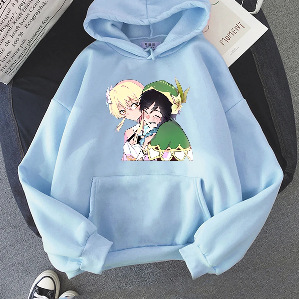 

Genshin Impact Hoodie Venti and Lumine Oversized Sweatshirts Women Casual Tops Graphic Aesthetic Men Jumpers Sportswear Hip Hop