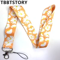 cartoon cute daisy flower neck strap lanyard for key chain id card badge holder keycord hang rope mobile phone accessories