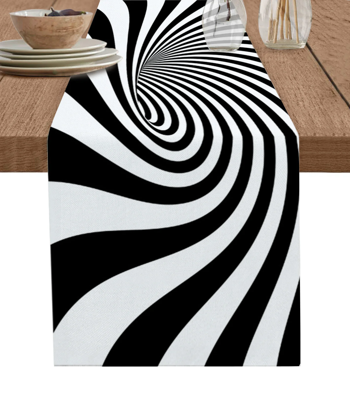 

Funnel-Shaped Striped Abstract Table Runner Wedding Party Events Home Dining Room Kitchen Table Decoration Hotel Home Tablecloth